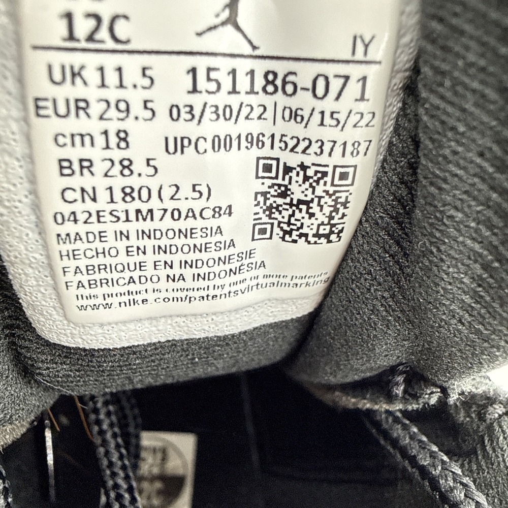 Jordan Air Jordan 12 Retro PS Mid Top Suede Sneakers Black Kids US 12C - Picture 6 of 8